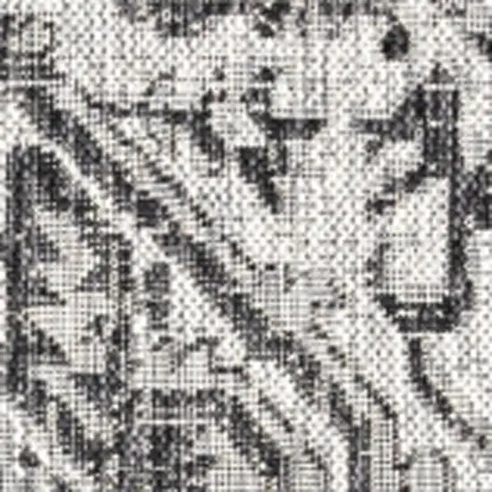 6' Black And Gray Square Medallion Indoor Outdoor Area Rug Photo 3