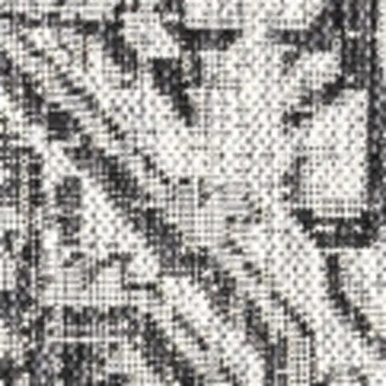 6' Black And Gray Square Medallion Indoor Outdoor Area Rug Photo 2