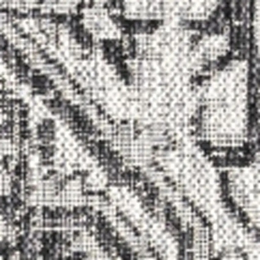 6' Black And Gray Square Medallion Indoor Outdoor Area Rug Photo 2