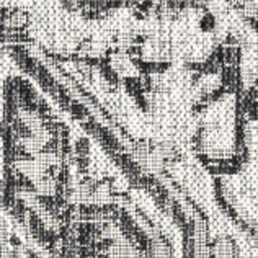 8' Black And Gray Square Medallion Indoor Outdoor Area Rug Photo 3