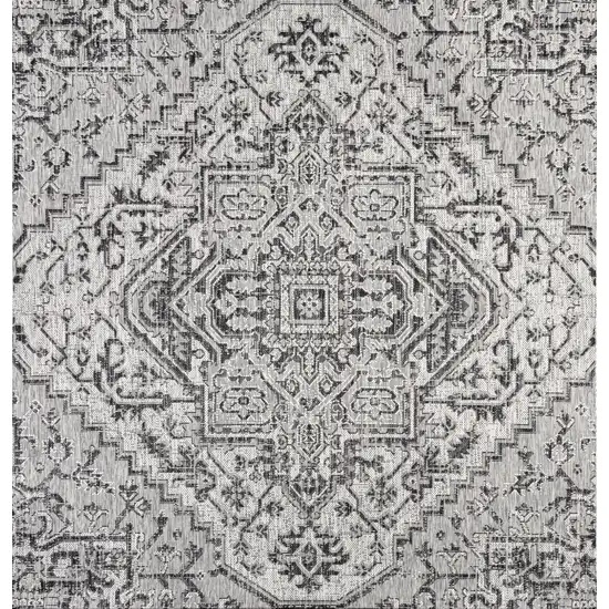 9' Black And Gray Square Medallion Indoor Outdoor Area Rug Photo 1
