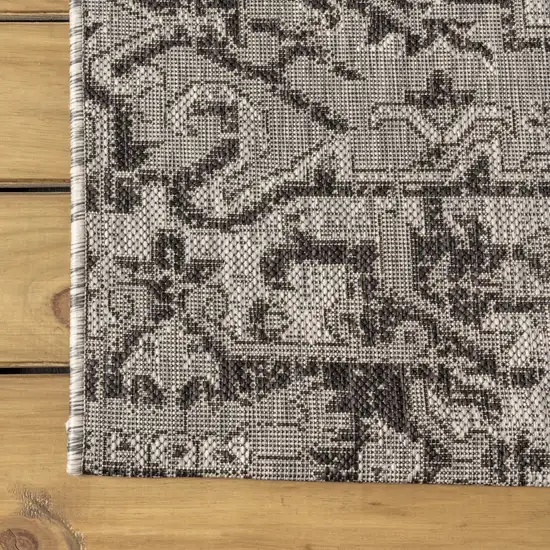 9' Black And Gray Square Medallion Indoor Outdoor Area Rug Photo 8