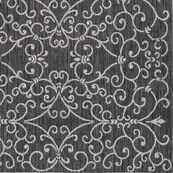 4' Black And Gray Square Medallion Indoor Outdoor Area Rug Photo 2
