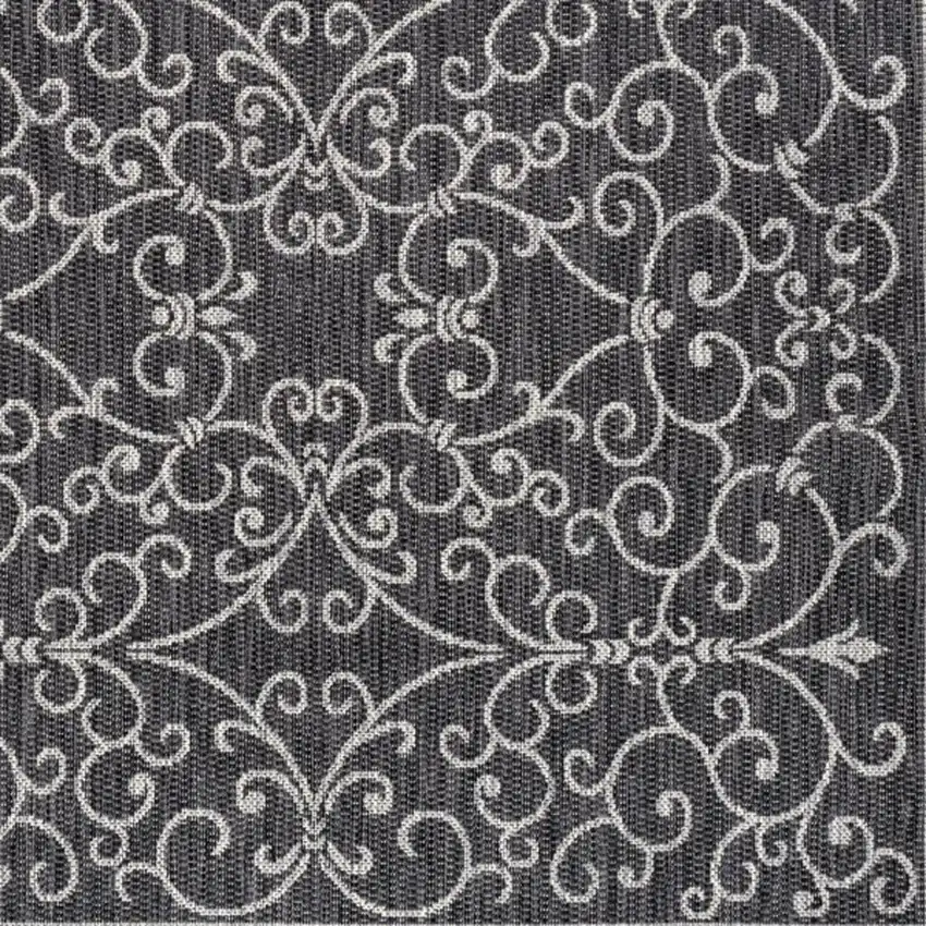4' Black And Gray Square Medallion Indoor Outdoor Area Rug Photo 2