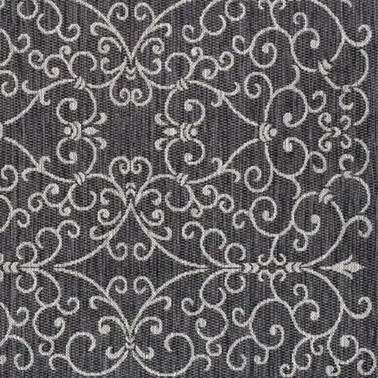 5' Black And Gray Square Medallion Indoor Outdoor Area Rug Photo 2