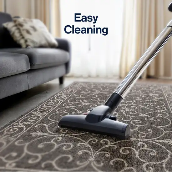 5' Black And Gray Square Medallion Indoor Outdoor Area Rug Photo 6