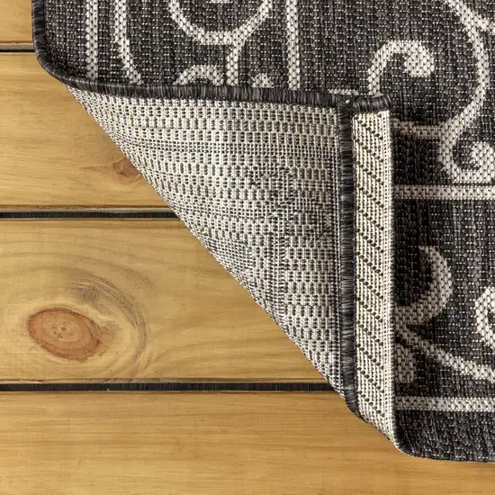 6' Black And Gray Square Medallion Indoor Outdoor Area Rug Photo 9