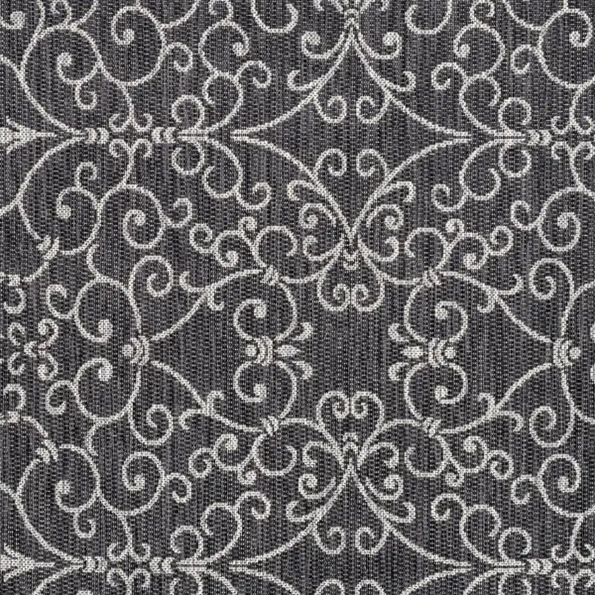 6' Black And Gray Square Medallion Indoor Outdoor Area Rug Photo 2