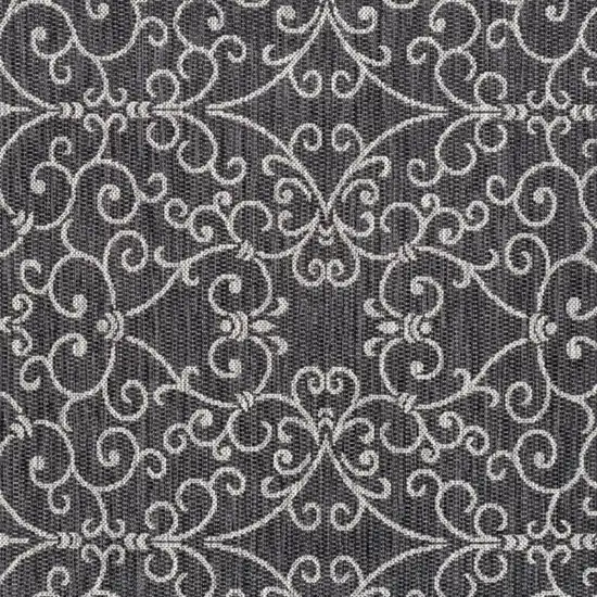 8' Black And Gray Square Medallion Indoor Outdoor Area Rug Photo 2
