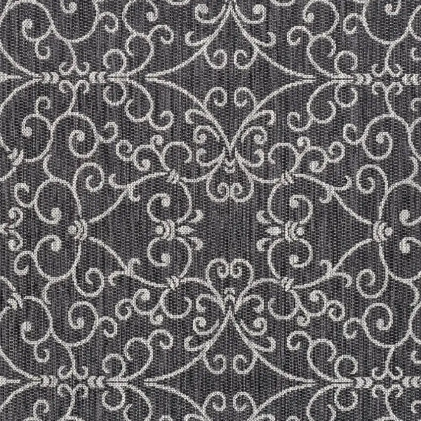 8' Black And Gray Square Medallion Indoor Outdoor Area Rug Photo 2