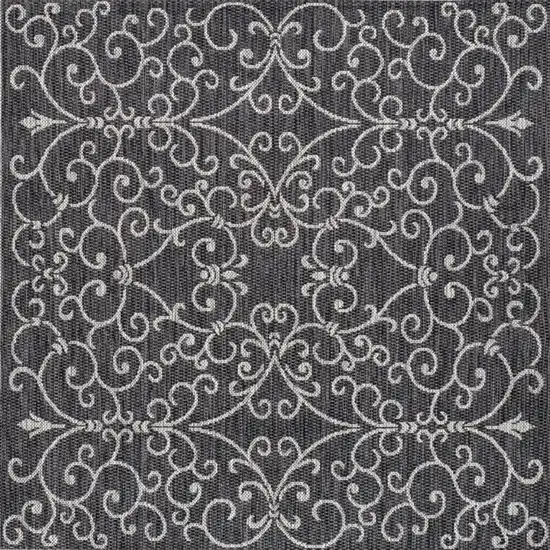 9' Black And Gray Square Medallion Indoor Outdoor Area Rug Photo 3