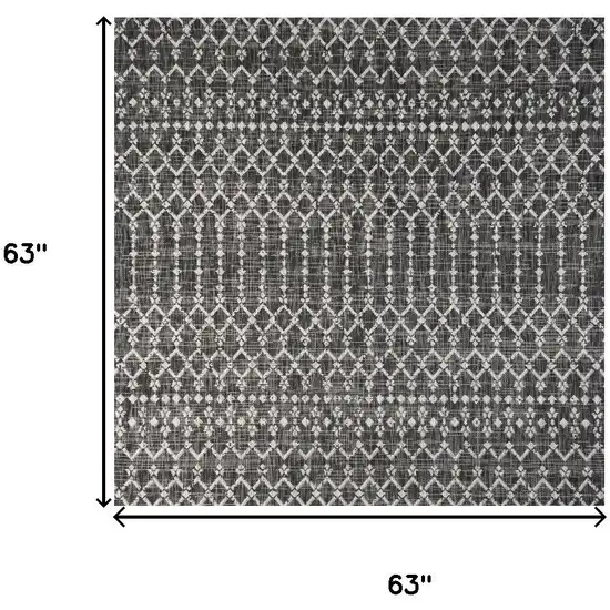 5' Black And Gray Square Trellis Indoor Outdoor Area Rug Photo 3