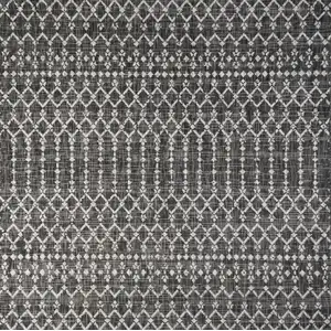 Photo of 6' Black And Gray Square Trellis Indoor Outdoor Area Rug