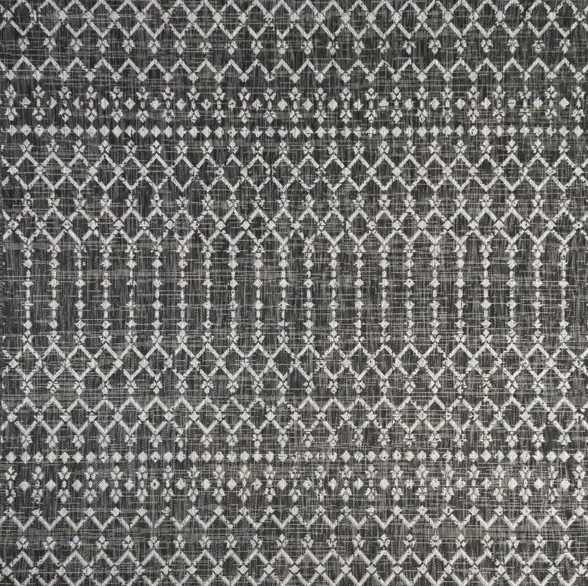 6' Black And Gray Square Trellis Indoor Outdoor Area Rug Photo 3