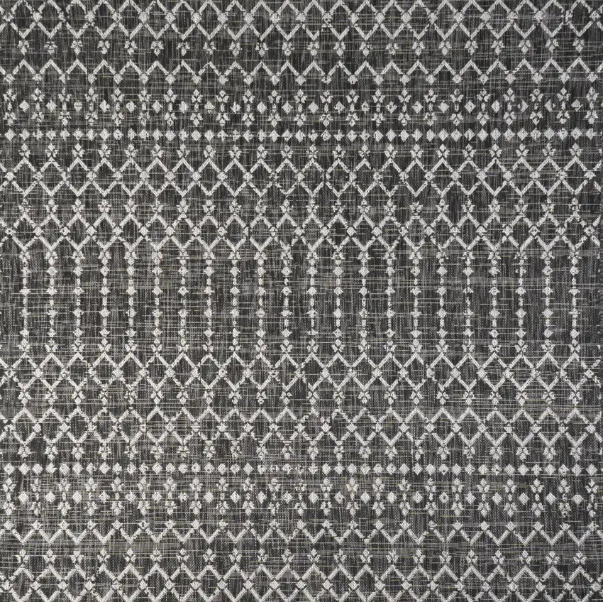 9' Black And Gray Square Trellis Indoor Outdoor Area Rug Photo 1