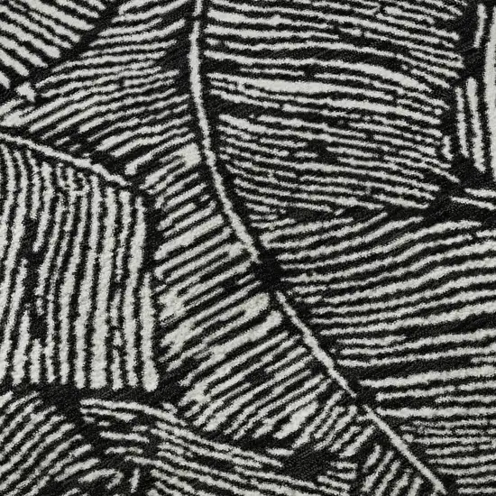 8' Black And Ivory Floral Washable Round Rug With UV Protection Photo 9