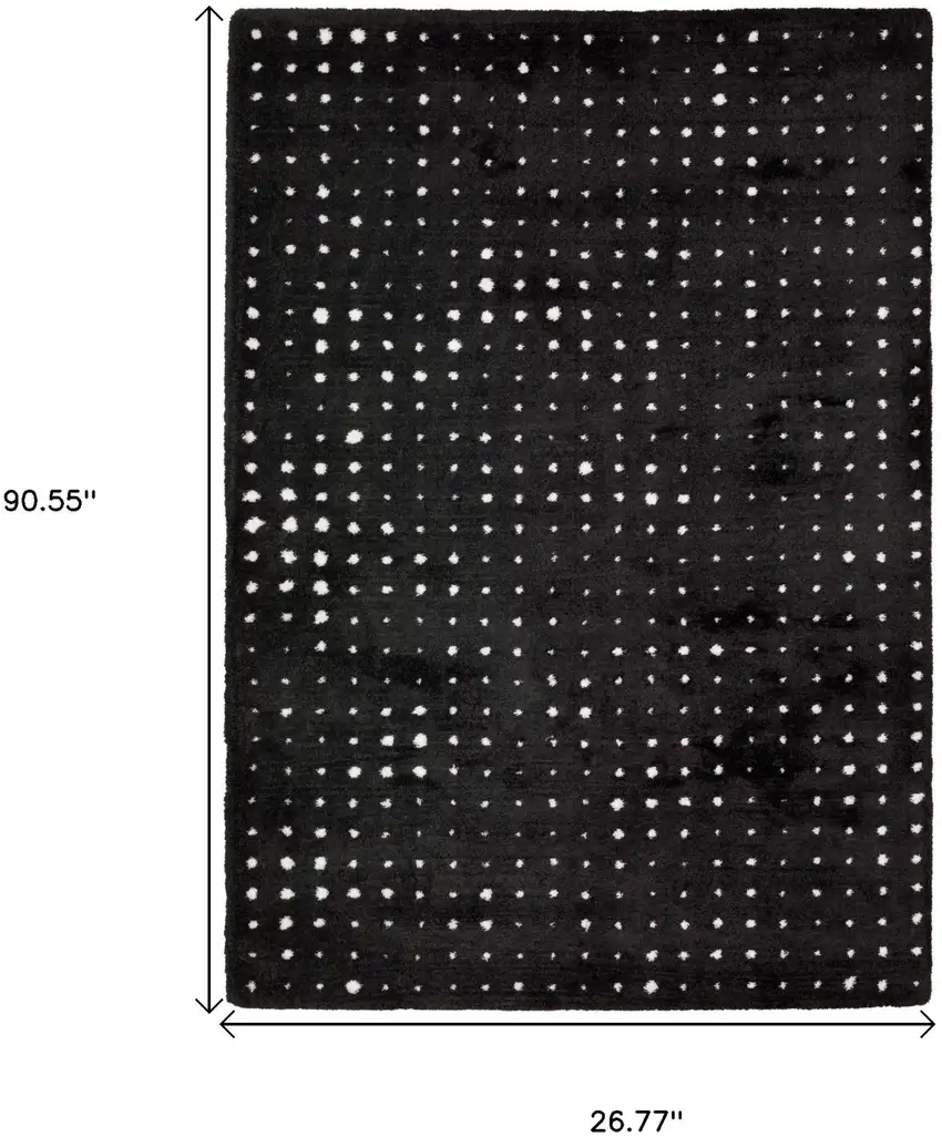 8' Black And Ivory Geometric Runner Rug Photo 3