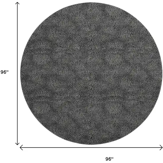 8' Black And Ivory Geometric Washable Round Rug With UV Protection Photo 9