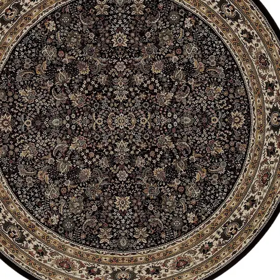 8' Black And Ivory Oriental Round Rug Photo 5