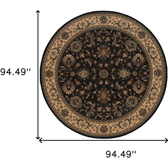 8' Black And Ivory Oriental Round Rug Photo 3