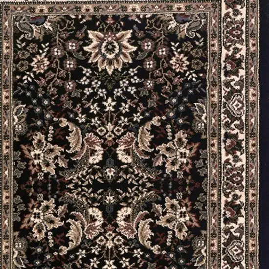 8' Black And Ivory Oriental Runner Rug Photo 4