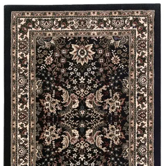 8' Black And Ivory Oriental Runner Rug Photo 5