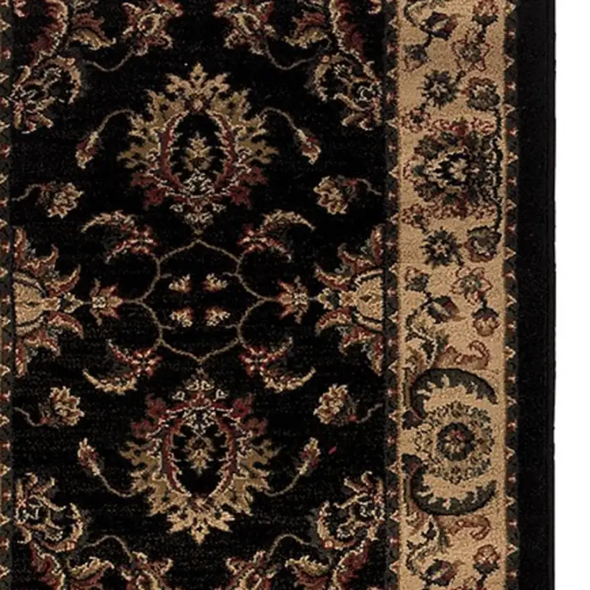 8' Black And Ivory Oriental Runner Rug Photo 5