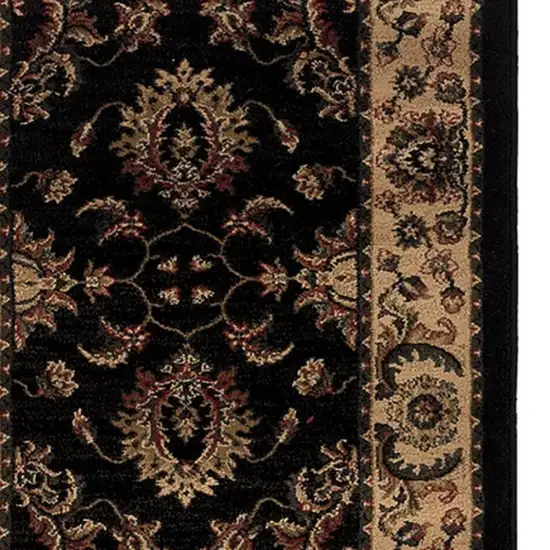 8' Black And Ivory Oriental Runner Rug Photo 5