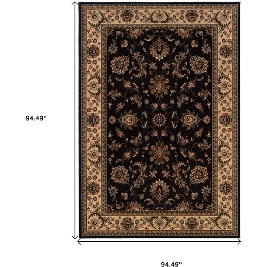 8' Black And Ivory Oriental Square Rug Photo 7