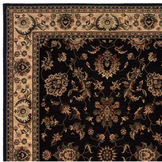 8' Black And Ivory Oriental Square Rug Photo 3