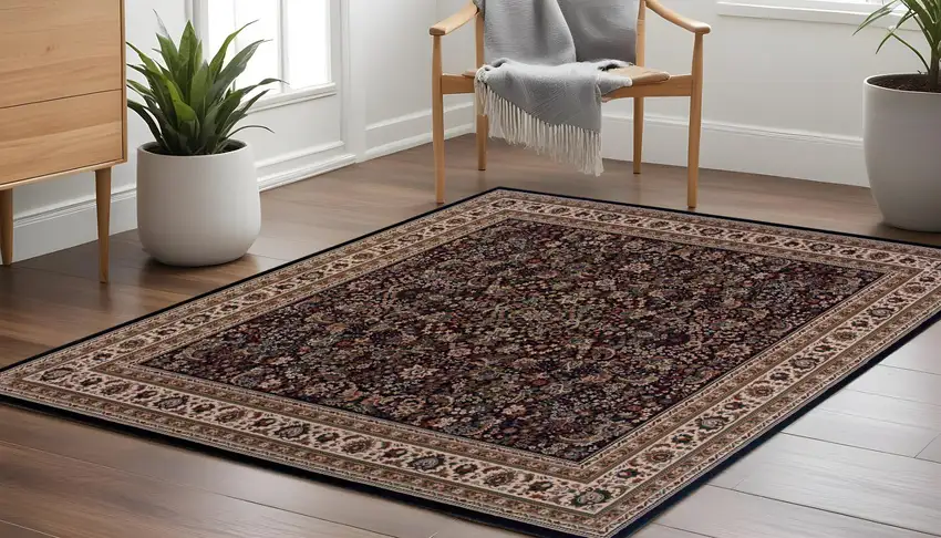 8' Black And Ivory Oriental Square Rug Photo 1