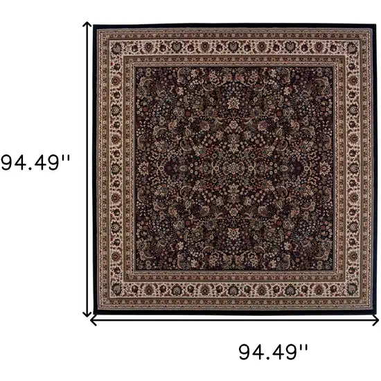 8' Black And Ivory Oriental Square Rug Photo 3