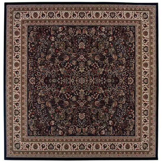 8' Black And Ivory Oriental Square Rug Photo 4