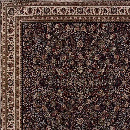 8' Black And Ivory Oriental Square Rug Photo 5