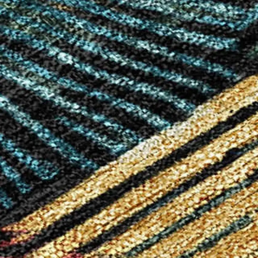 8' Black And Ivory Round Abstract Washable Indoor Outdoor Area Rug Photo 6