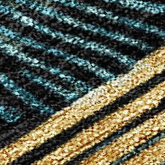 8' Black And Ivory Round Abstract Washable Indoor Outdoor Area Rug Photo 5