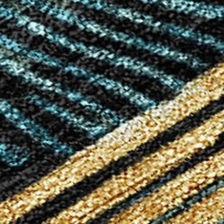 8' Black And Ivory Round Abstract Washable Indoor Outdoor Area Rug Photo 5