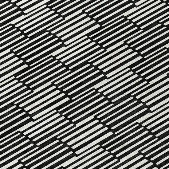 8' Black And Ivory Round Geometric Washable Indoor Outdoor Area Rug Photo 8