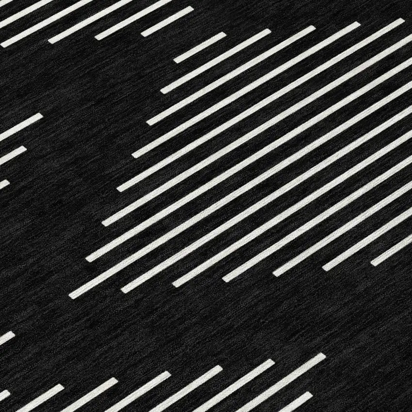 8' Black And Ivory Round Geometric Washable Indoor Outdoor Area Rug Photo 4