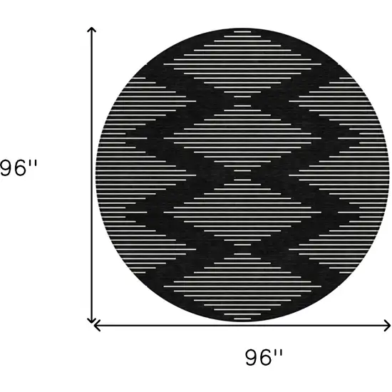 8' Black And Ivory Round Geometric Washable Indoor Outdoor Area Rug Photo 3