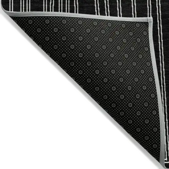 8' Black And Ivory Round Geometric Washable Indoor Outdoor Area Rug Photo 3