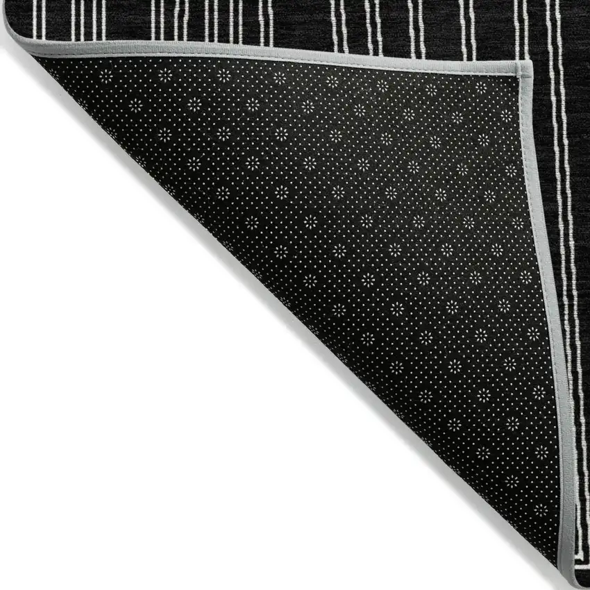 8' Black And Ivory Round Geometric Washable Indoor Outdoor Area Rug Photo 3