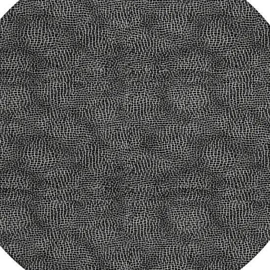 8' Black And Ivory Round Geometric Washable Indoor Outdoor Area Rug Photo 5