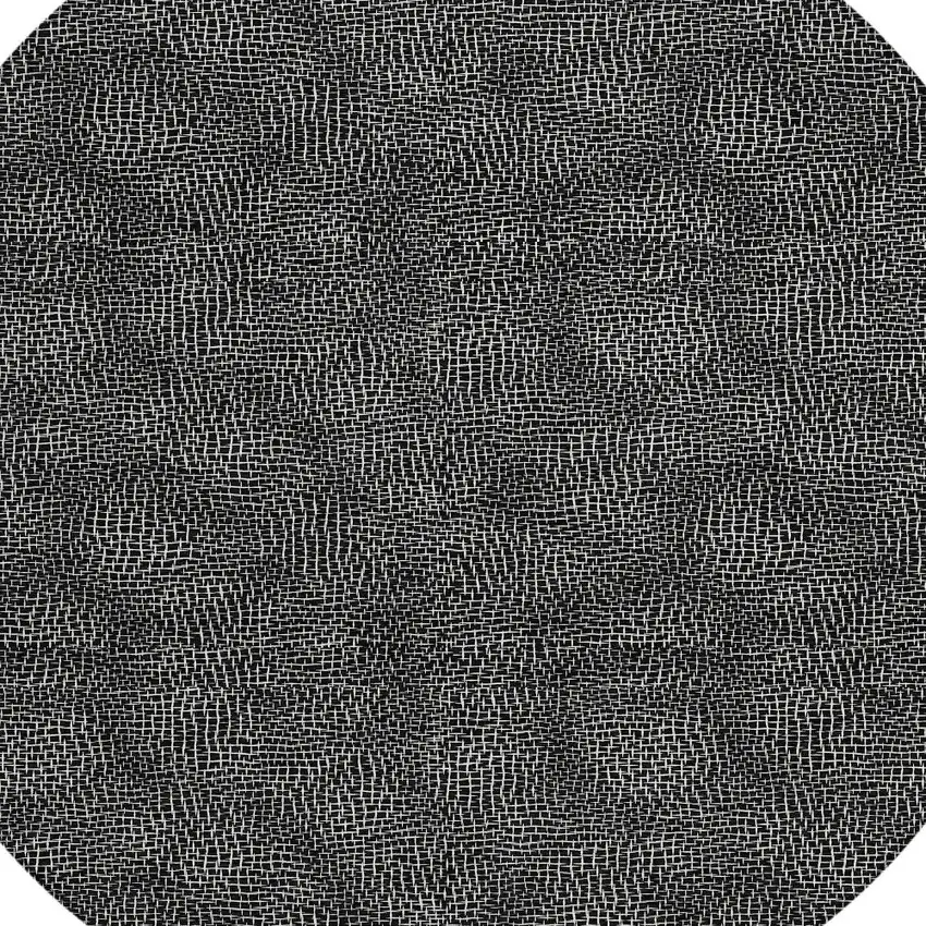 8' Black And Ivory Round Geometric Washable Indoor Outdoor Area Rug Photo 5