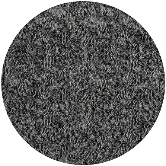 8' Black And Ivory Round Geometric Washable Indoor Outdoor Area Rug Photo 6