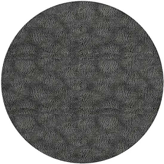 8' Black And Ivory Round Geometric Washable Indoor Outdoor Area Rug Photo 2