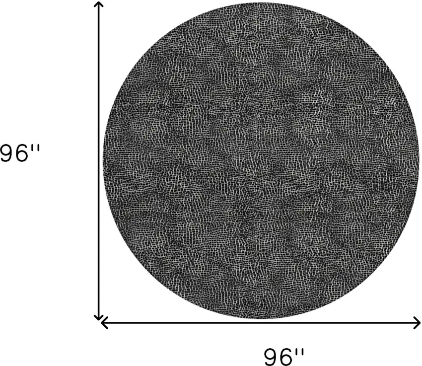 8' Black And Ivory Round Geometric Washable Indoor Outdoor Area Rug Photo 9