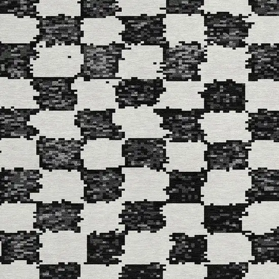 8' Black And Ivory Round Geometric Washable Indoor Outdoor Area Rug Photo 4
