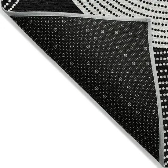 8' Black And Ivory Round Geometric Washable Indoor Outdoor Area Rug Photo 6