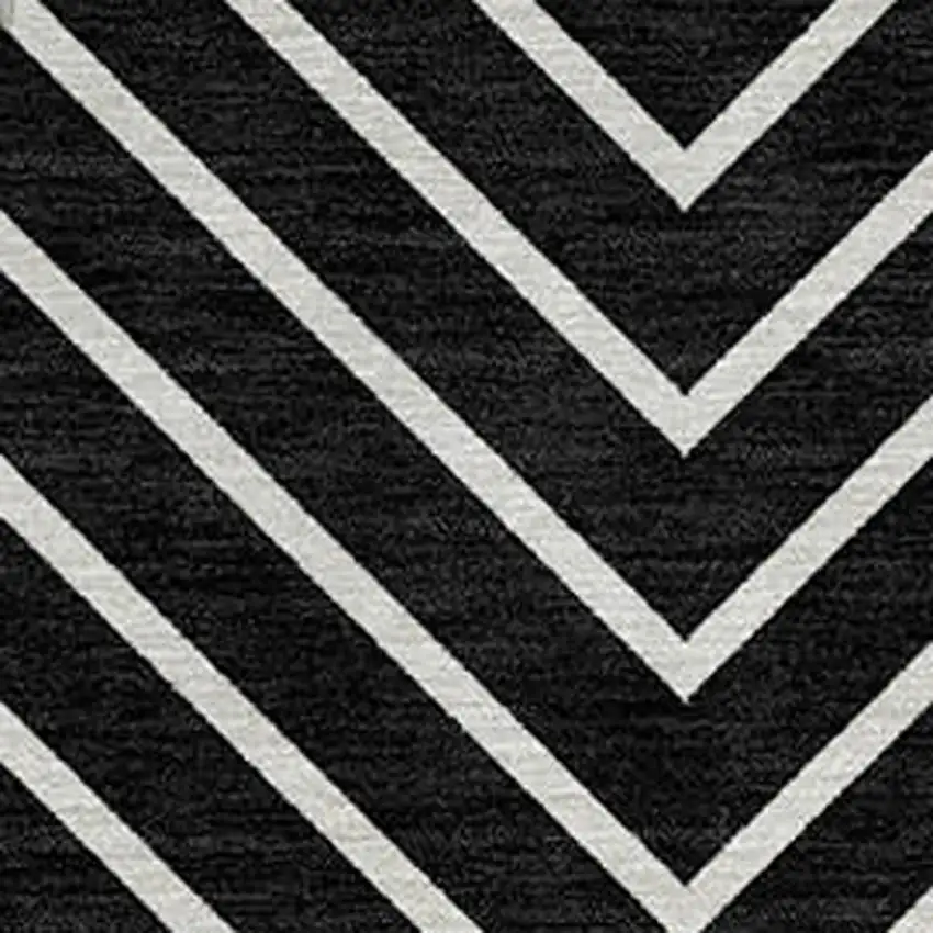 8' Black And Ivory Round Geometric Washable Indoor Outdoor Area Rug Photo 2